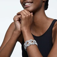 Hyperbola bracelet, Mixed cuts, Infinity, White, Rhodium plated by SWAROVSKI