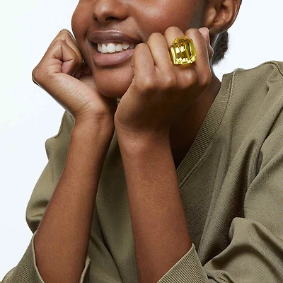 Lucent cocktail ring, Octagon cut, Yellow by SWAROVSKI