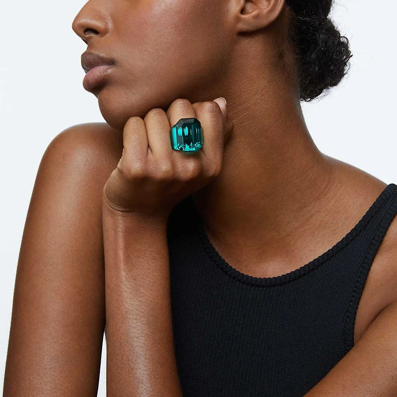 Lucent cocktail ring, Octagon cut, Green by SWAROVSKI