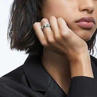 Ortyx cocktail ring, Triangle cut, Green, Rhodium plated by SWAROVSKI