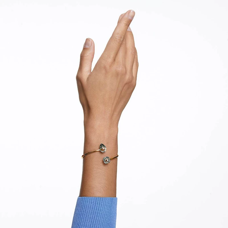 Numina bangle, Mixed cuts, Grey, Gold-tone plated by SWAROVSKI