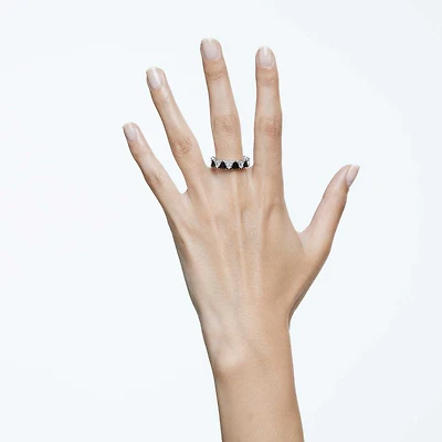 Ortyx cocktail ring, Triangle cut, Black, Rhodium plated by SWAROVSKI