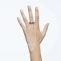 Ortyx cocktail ring, Triangle cut, Black, Rhodium plated by SWAROVSKI