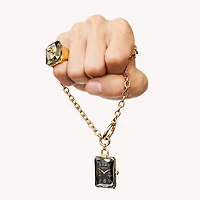 Numina cocktail ring, Octagon cut, Gray, Gold-tone plated by SWAROVSKI