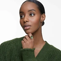 Numina ring, Pear cut, Green, Gold-tone plated by SWAROVSKI