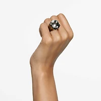 Numina cocktail ring, Octagon cut, Black, Ruthenium plated by SWAROVSKI