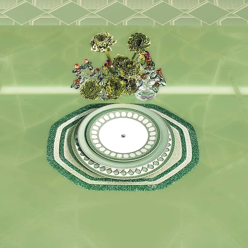 Signum soup plate, Porcelain, Green by SWAROVSKI