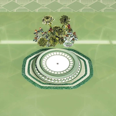 Signum soup plate, Porcelain, Green by SWAROVSKI