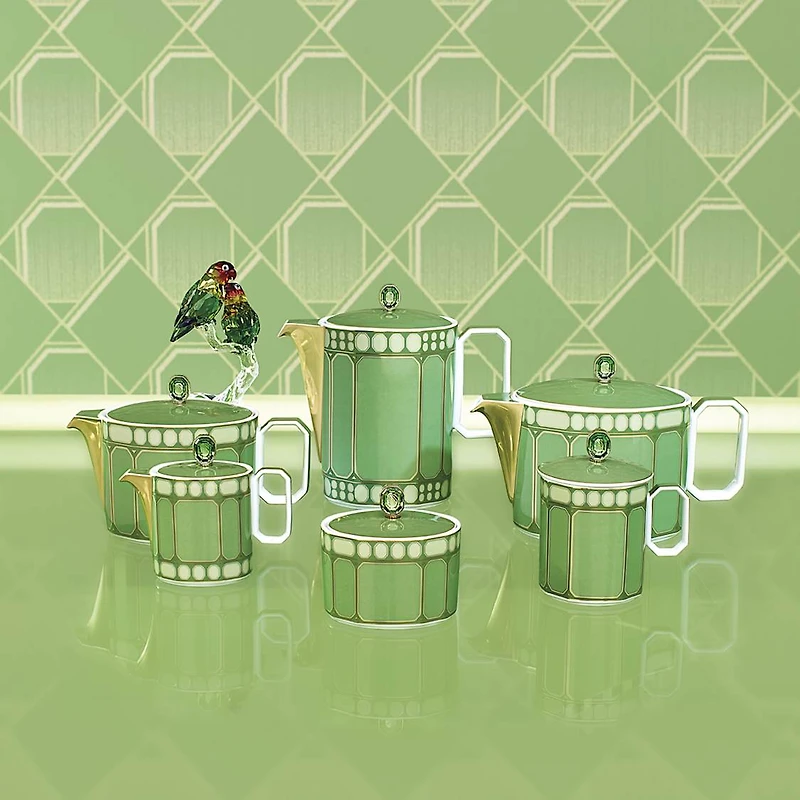 Signum coffee pot, Porcelain, Green by SWAROVSKI