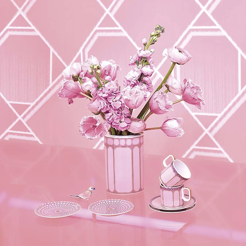 Signum plate, Porcelain, Small, Pink by SWAROVSKI