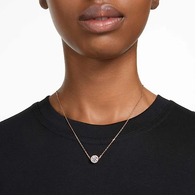 Una Angelic pendant, Round cut, Pavé, White, Rose gold-tone plated by SWAROVSKI