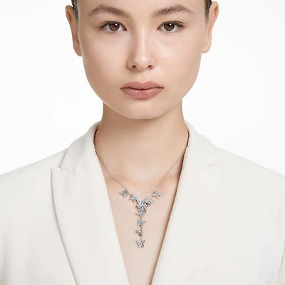 Idyllia Lilia Y necklace, Butterfly, White, Rhodium plated by SWAROVSKI