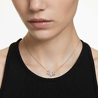 Idyllia Lilia necklace, Butterfly, White, Rhodium plated by SWAROVSKI