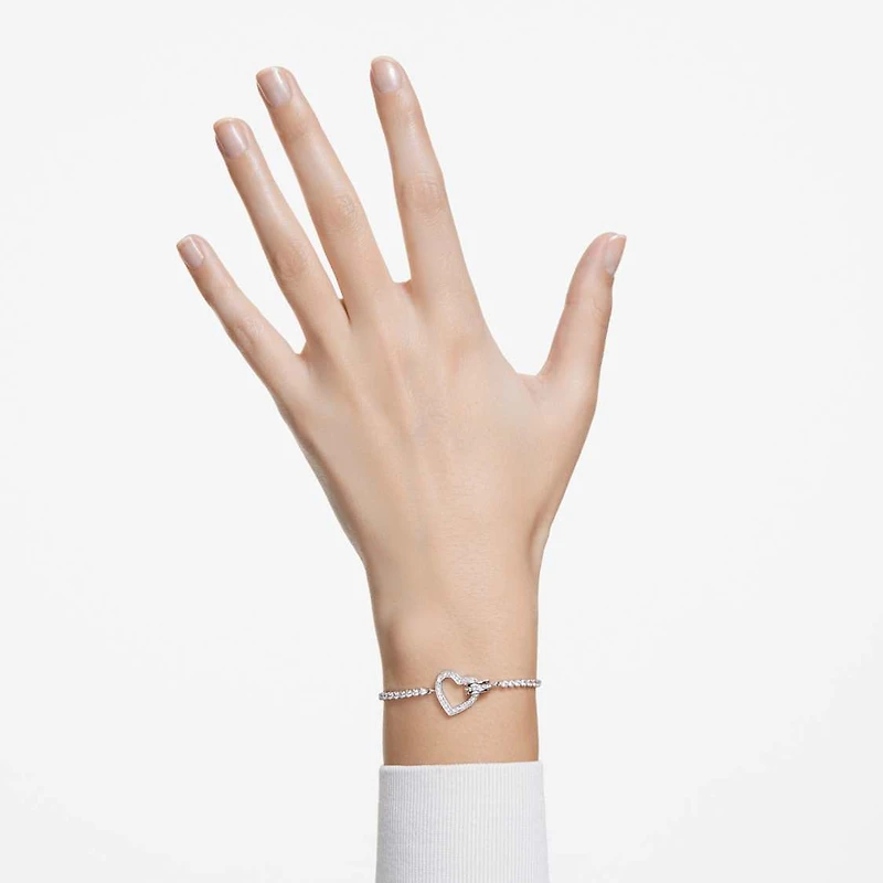 Lovely bracelet, Heart, White, Rhodium plated by SWAROVSKI