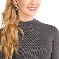 Hollow hoop earrings, White, Rose gold-tone plated by SWAROVSKI