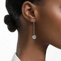 Generation drop earrings, Long, White, Rhodium plated by SWAROVSKI
