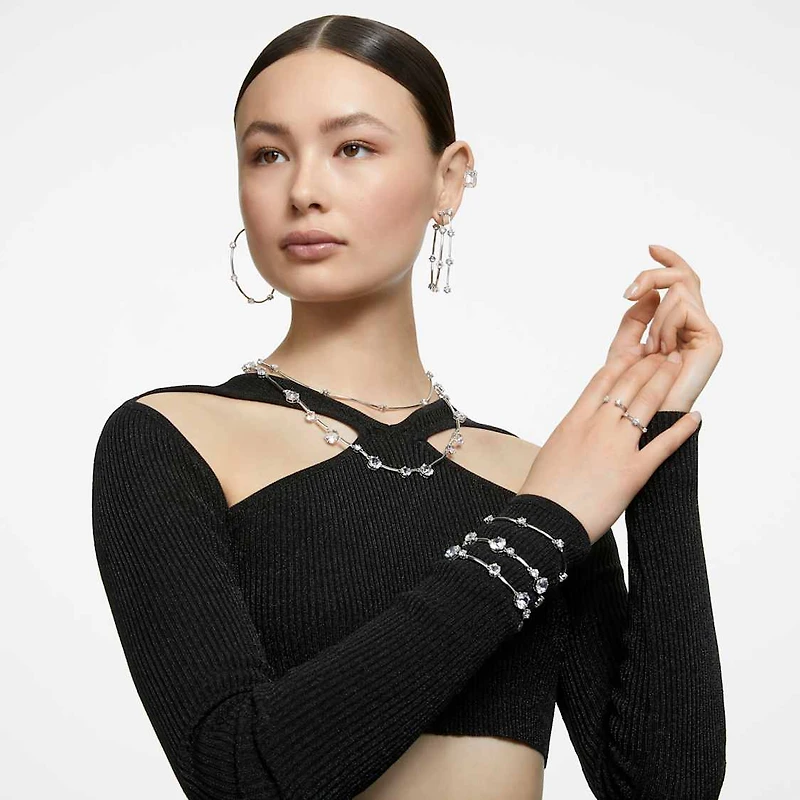 Constella necklace, Round cut, White