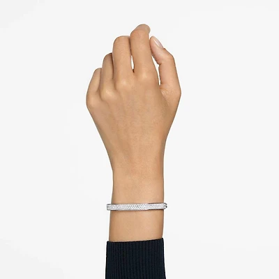 Dextera bangle, Octagon shape, White, Rhodium plated by SWAROVSKI