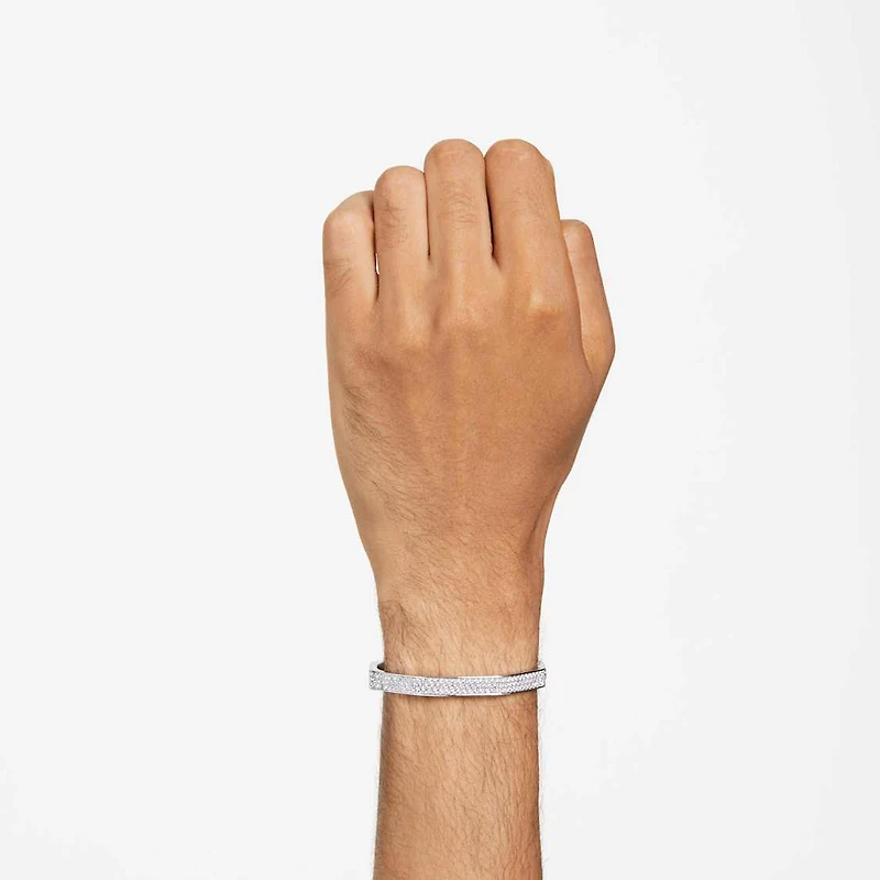 Dextera bangle, Octagon shape, White, Rhodium plated by SWAROVSKI