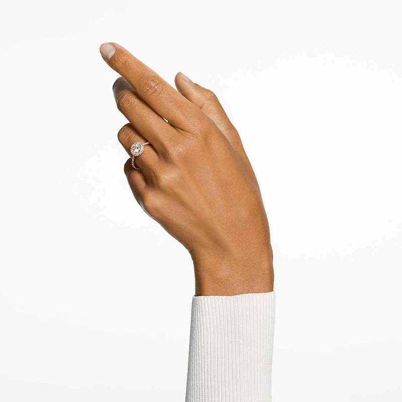 Una Angelic cocktail ring, Round cut, Pavé, White, Rose gold-tone plated by SWAROVSKI