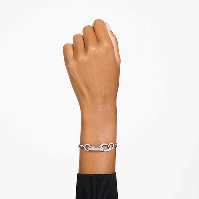 Dextera bracelet, Pavé, Mixed links, White, Rhodium plated by SWAROVSKI