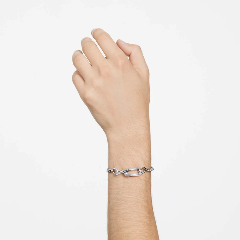 Dextera bracelet, Pavé, Mixed links, White, Rhodium plated by SWAROVSKI