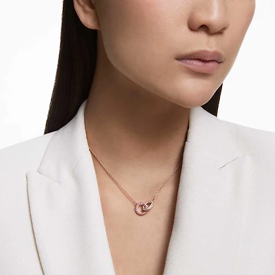 Dextera necklace, Intertwined circles, Pink, Rose gold-tone plated by SWAROVSKI