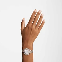 Crystalline aura watch, Swiss Made, Metal bracelet, Rose gold tone, Mixed metal finish by SWAROVSKI
