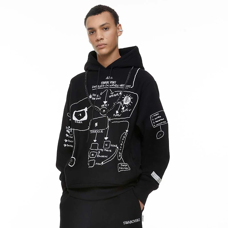 ADVISORY BOARD CRYSTALS, Dazzling Colorless Objects hoodie, Black by SWAROVSKI