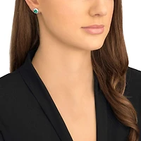 Una Angelic stud earrings, Round cut, Green, Rhodium plated by SWAROVSKI