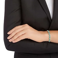Una Angelic bracelet, Round cut, Pavé, Medium, Green, Rhodium plated by SWAROVSKI