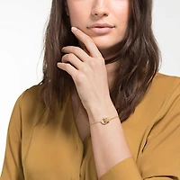 Hyperbola bracelet, Interlocking loop, White, Gold-tone plated by SWAROVSKI