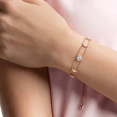 One bracelet, Mixed cuts, Heart, Pink, Rose gold-tone plated by SWAROVSKI