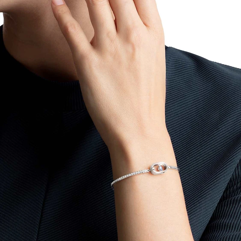 Una bracelet, Round cut, Oval shape, Blue, Rhodium plated by SWAROVSKI