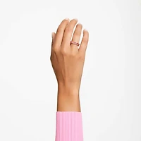 Matrix ring, Baguette cut, Pink, Rose gold-tone plated by SWAROVSKI