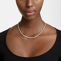 Matrix Tennis set, Round cut, White, Rhodium plated by SWAROVSKI