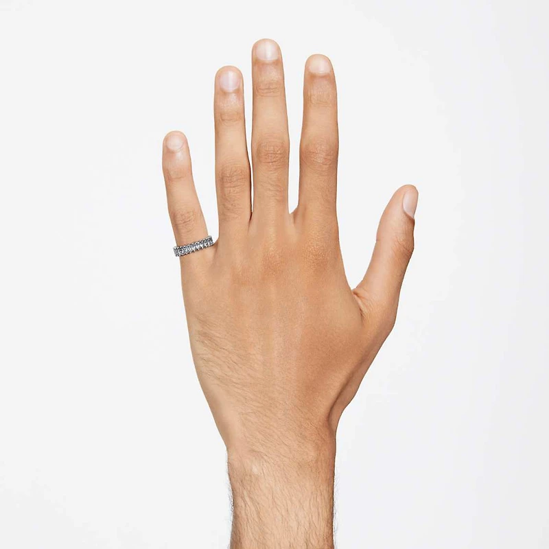 Matrix ring, Baguette cut, Grey, Ruthenium plated by SWAROVSKI