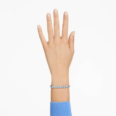 Matrix Tennis bracelet, Round cut, Blue, Rhodium plated by SWAROVSKI