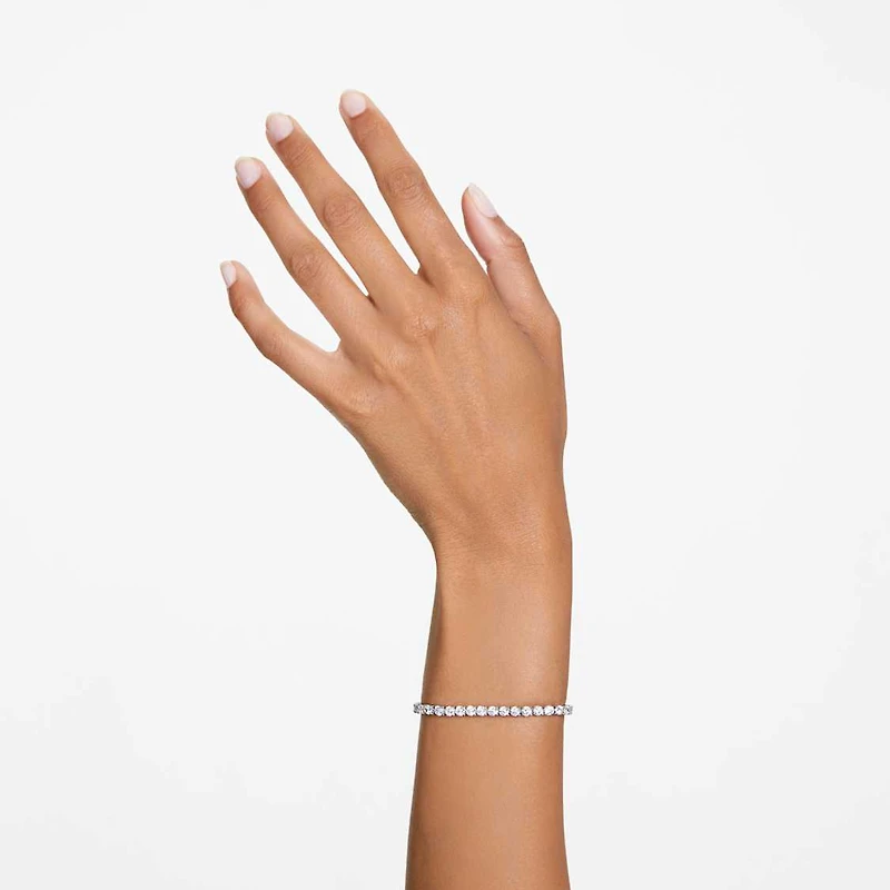 Matrix Tennis bracelet, Round cut, White, Rhodium plated by SWAROVSKI