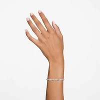 Matrix Tennis bracelet, Round cut, White, Rhodium plated by SWAROVSKI