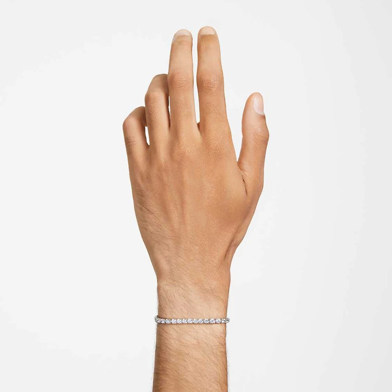 Matrix Tennis bracelet, Round cut, White, Rhodium plated by SWAROVSKI