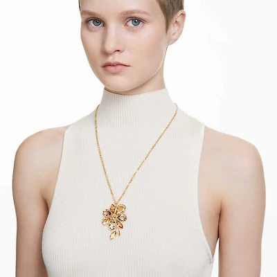 Elegance of Africa necklace, Flower, Multicoloured, Gold-tone plated by SWAROVSKI