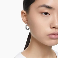 Dextera hoop earrings, Medium, White, Rhodium plated by SWAROVSKI