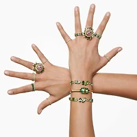 Gema bracelet, Mixed cuts, Green, Gold-tone plated by SWAROVSKI