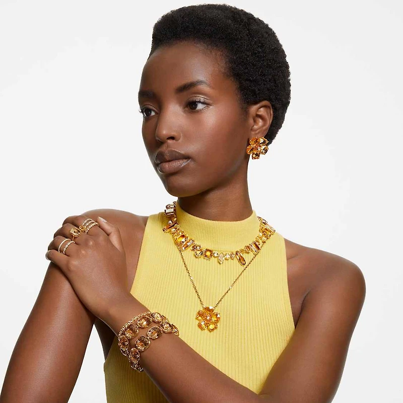 Matrix Vittore ring, Round cut, White, Gold-tone finish by SWAROVSKI