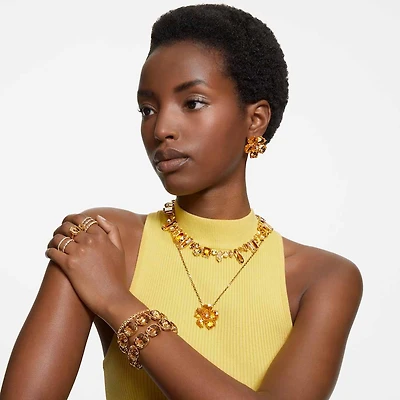 Matrix Vittore ring, Round cut, White, Gold-tone finish by SWAROVSKI