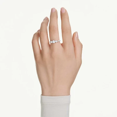 Stilla Attract ring, Round cut, White, Silver-tone finish by SWAROVSKI