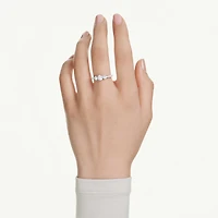 Stilla Attract ring, Round cut, White, Silver-tone finish by SWAROVSKI