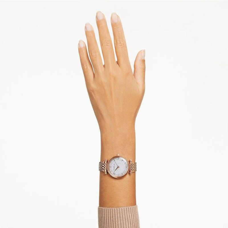 Crystalline wonder watch, Swiss Made, Metal bracelet, Rose gold tone, Rose gold-tone finish by SWAROVSKI