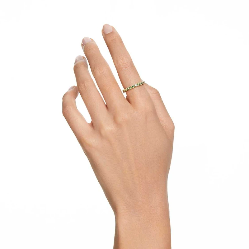 Matrix ring, Round cut, Green, Gold-tone plated by SWAROVSKI